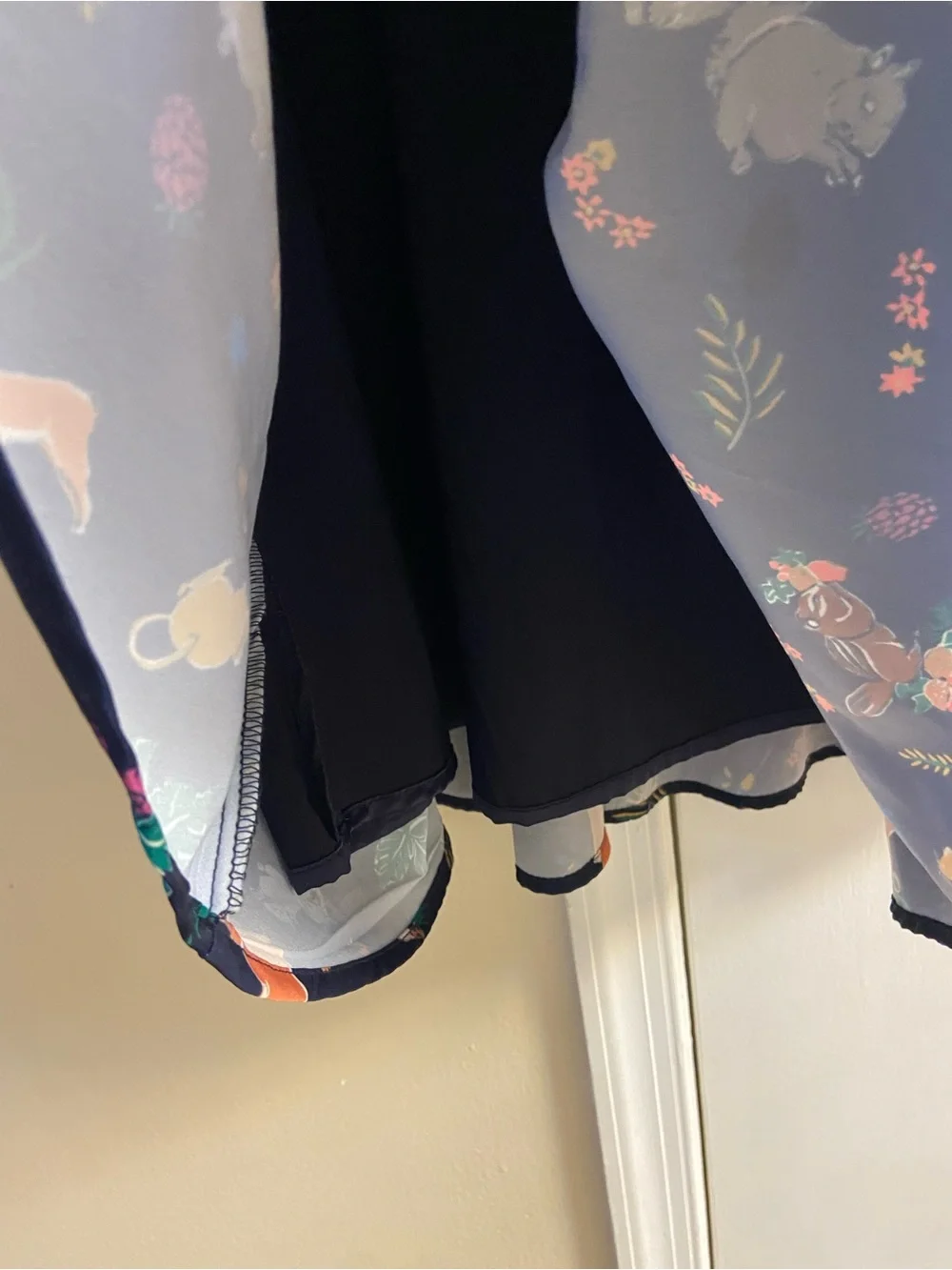 ModCloth Navy Blue Forrest Deer Animal Print A-Line Midi Skirt Medium